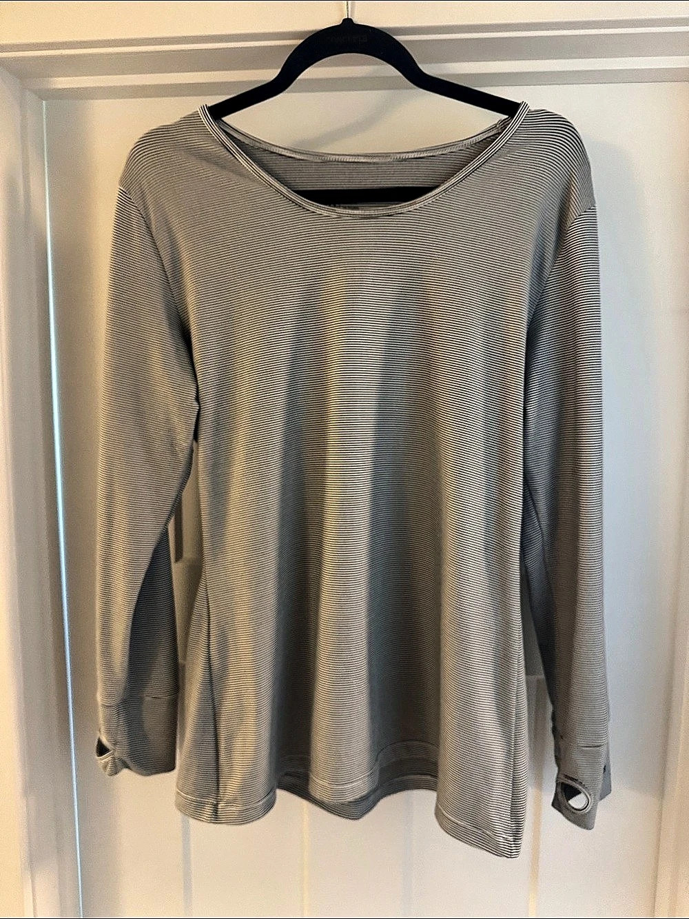 Albion Long Sleeve Top Dark Blue & White